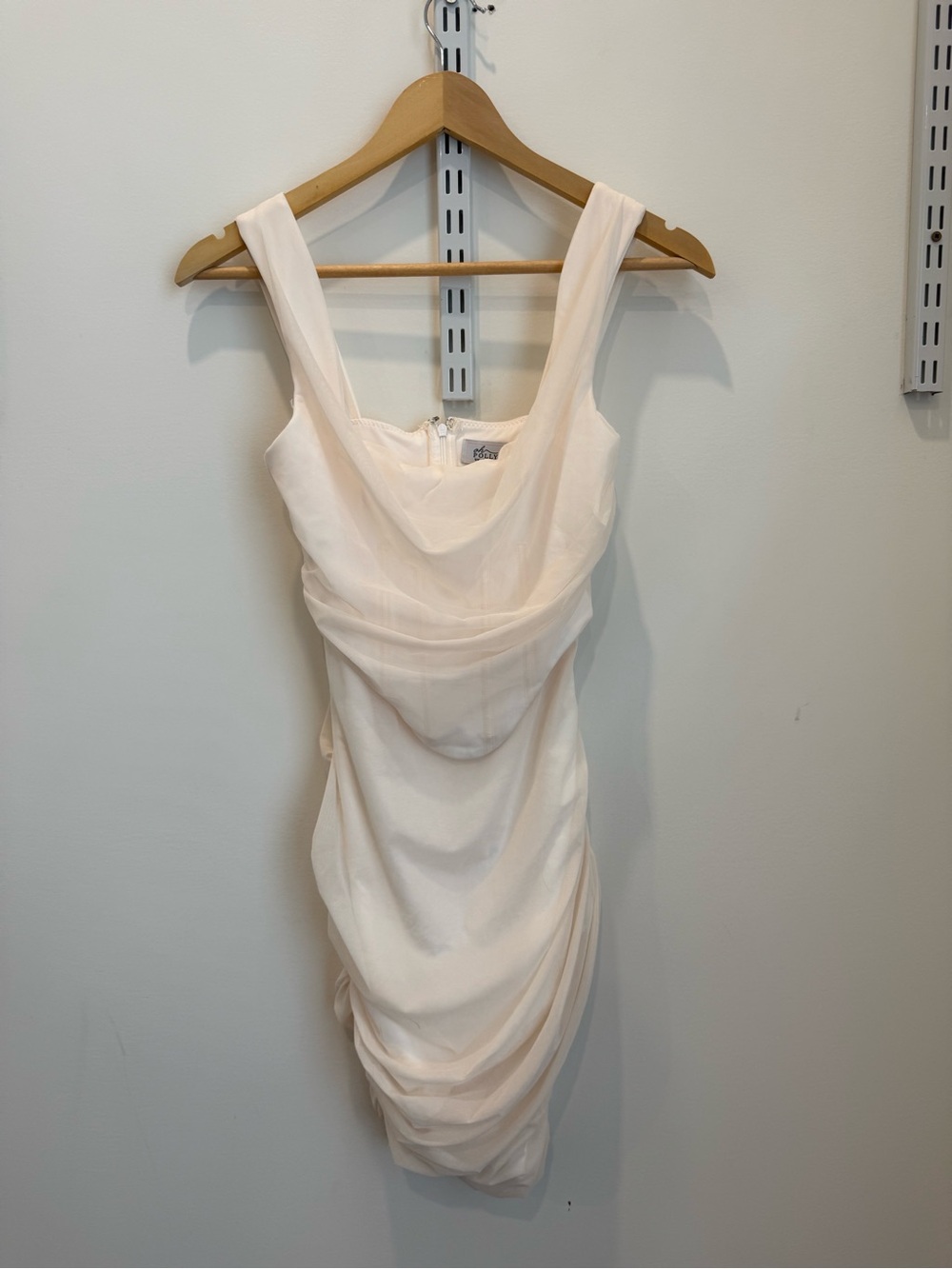 Oh Polly Cream Draped Mini Dress